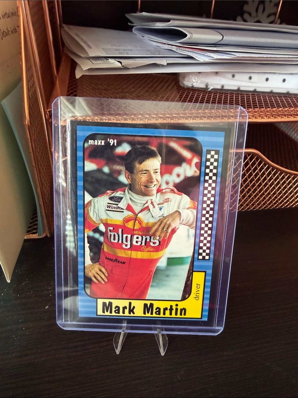 Mark Martin Folgers Racing Card - Red, White, Yellow Accents